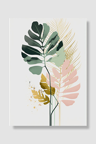 Luna Marissa Καλλιτεχνική αφίσα Monstera Leaves Green Powder Gold Βοτανική δι...