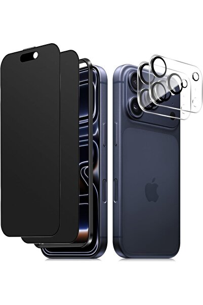 QULLOO Matte Privacy Screen for iPhone 17 Pro Max for Tempered Glass, [2+2 Pi...