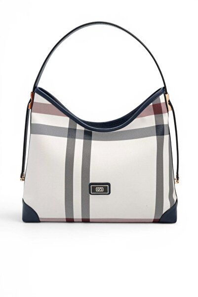 Silver Polo White - Navy Blue Plaid Women's Shoulder Bag Sp1285