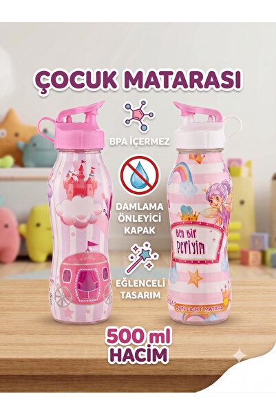 GELDİMİCOM Çocuk Su Matarası 500 ml - Sızdırmaz Kapaklı BPA İçermez Okul Suluğu