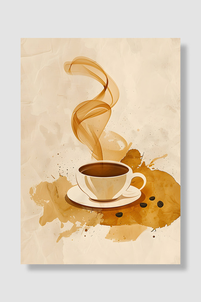 Luna Marissa Poster cafea în tonuri de caramel, cu boabe de cafea, decor de p...