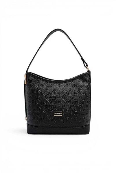 Silver Polo Black - Women's Shoulder Bag with Black Logo Sp1286