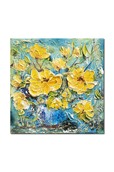 artnova Hand-painted impasto painting, Marigold flowers, 40x40cm acrylic on c...