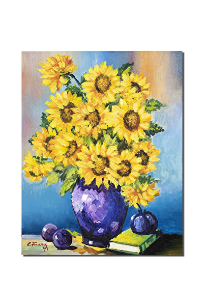 artnova Tablou vaza cu floarea soarelui pictat manual, Din gradina bunicii, 5...