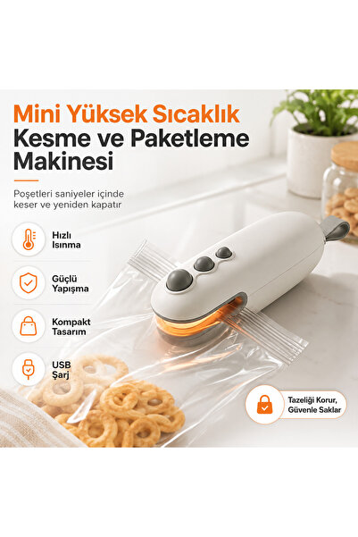 EN SİGA Type-C Şarjlı Mini Poşet Yapıştırıcı Manyetik Taşınabilir Paketleme C...