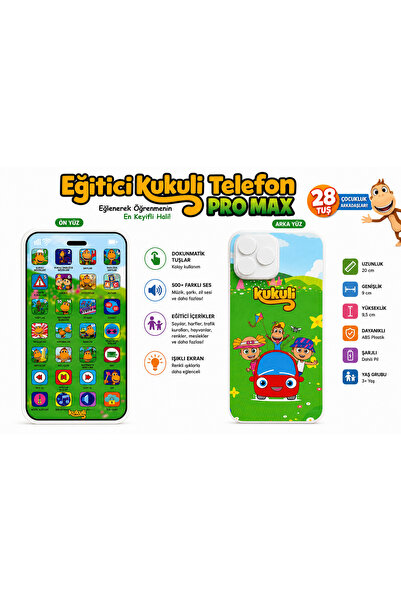 Prlk toys Eğitici Kukuli Telefon Pro Max – Şarjlı, Sesli ve Işıklı Eğitici Oy...