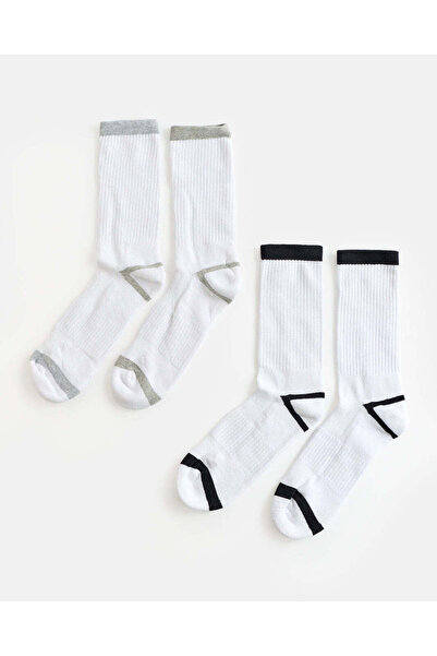 REDTAG Men Assorted Crew Half Terry Socks Set (Pack Of 2)