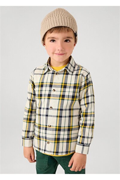 MAYORAL Boy's Polen Series Plaid Long Sleeve Shirt 2-10 Years Beige