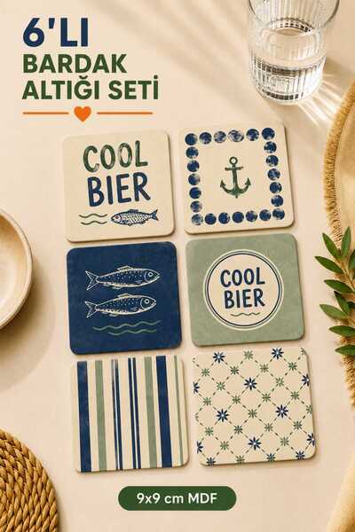 UNT Sea Breeze Set of 6 Mdf Coasters |   9X9 cm Uv Printed Decorative Coaster