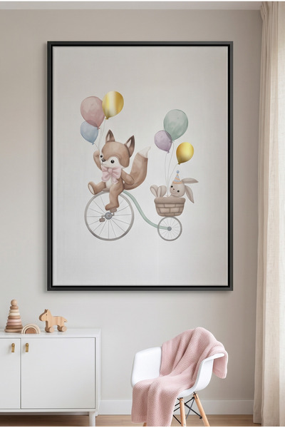 Jasmine Art Whimsical Woodland Friends Kids Wall Art | Portrait Framed Canvas...