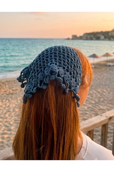 El Yapımı Yazlık Bohem Saç Bandana %100 Cotton /Bohem Aksesuar/Yazlık Aksesuar/mavi