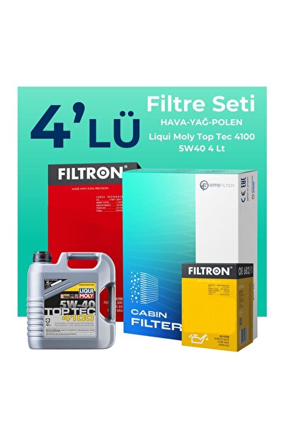 Filtron Fiat Egea 1.4 Benzin Filtre Bakım Seti Liqui Moly Motor Yağlı (2015-2024) 4 Lü