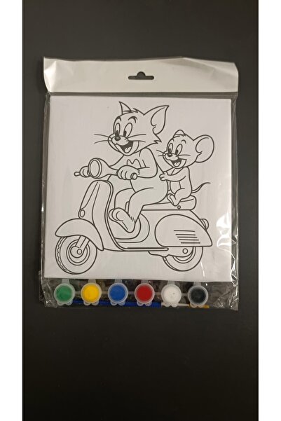 HOBİ TOM VE JERRY KARAKTERLİ TUVAL BOYAMA SETİ 20X20