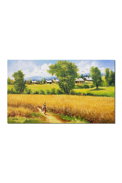 artnova Tablou pictat manual, Tarancuta prin lanul de grau, 100x60cm pictura ...