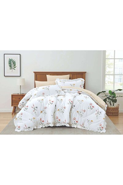 Alhabib bedding Red Rose Summer Cotton Luxury White and Light Beige Floral Pa...