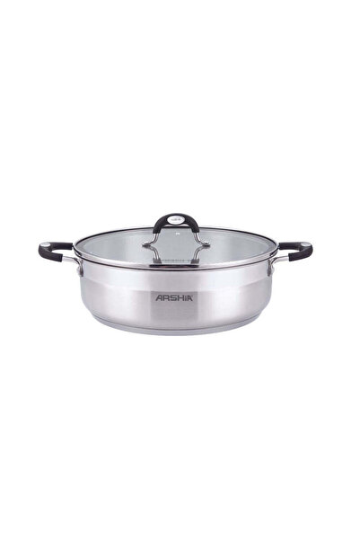 Arshia Stainless Steel Frypan Double Handle with 2 Lids 32 cm