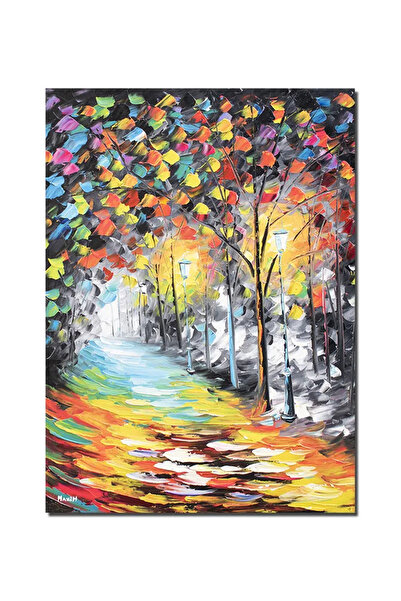 artnova Ръчно рисувана картина, На алеята с фенери, 70x50см, маслена на платн...