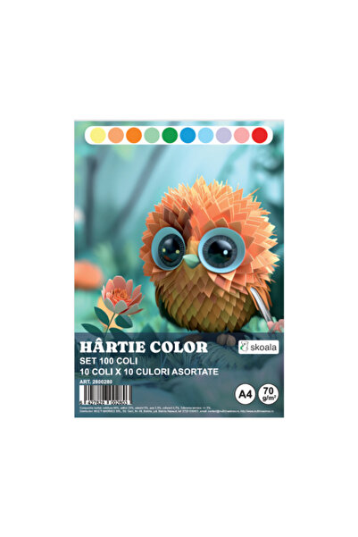 sKoala Hârtie colorată A4, set 10 culori, 100 coli, 28002, 2 variante