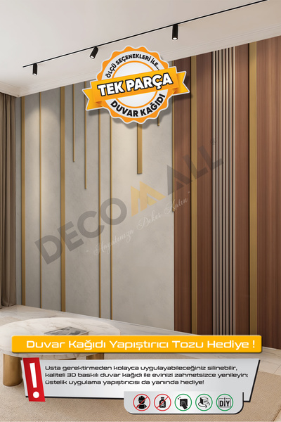 DECOMALL (TV-59) TV Arkası Duvar Kağıdı Tek Parça 3D Çita Mermer Görünümlü Sa...