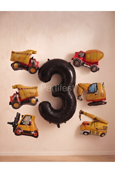 Partifest Set of 6 Mini Construction Themed Foil Balloons - Construction Mach...