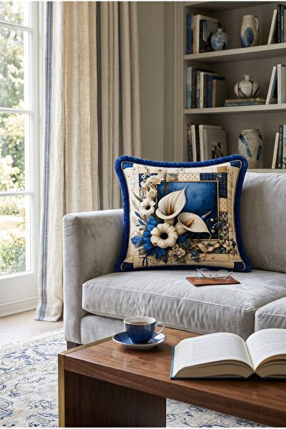 Softifyhome Çiçek Desenli Dekoratif Kırlent Kılıfı 43x43 cm | Çift Taraflı Di...