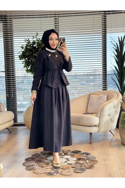moda erçin 823 Front Two Metal Button Suit Black