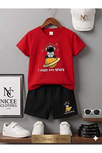 NC Nicee Clothes Summer Children's T-Shirt Shorts Unisex (Space Printed)
