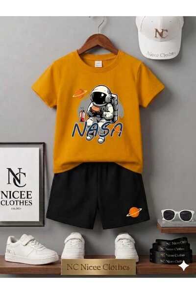 NC Nicee Clothes Summer Children's T-Shirt Shorts Unisex (Hamburger Space Pri...