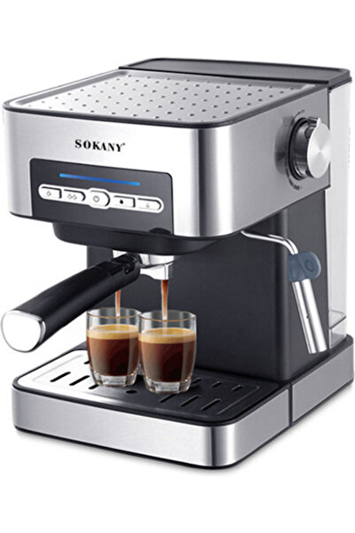 SOKANY SK-6862 Αυτόματη Μηχανή Εσπρέσο 850W Πίεση 20bar Ασημί