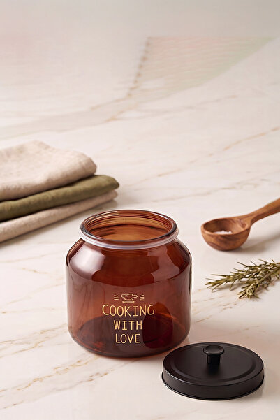 KHAKMA 1.5 Liter Amber Glass Jar – Large Size Storage Jar with Metal Lid and ...