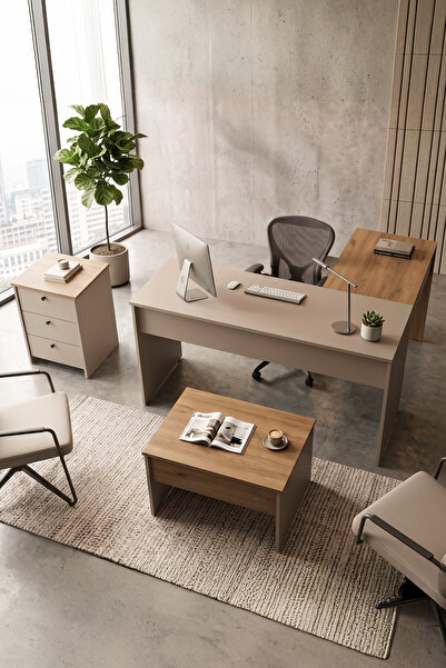 Yurudesign Alva Yönetici Ofis Takımı Makam Takımı Çalışma Masası Sehpa Keson ...
