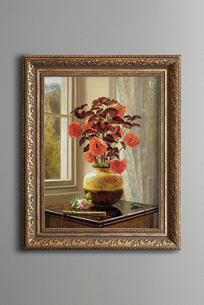 epiqart Red Poppies and Decorative Vase - Vintage Patterned Painting - Thick ...