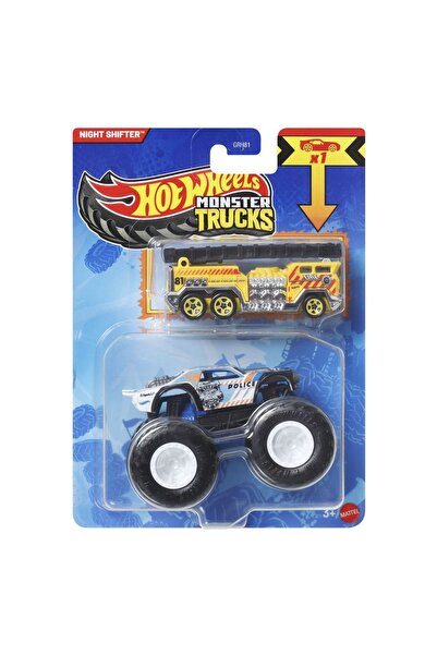 mattel Hot Wheels Monster Truck și Mașina de Poliție Metal Night Shifter