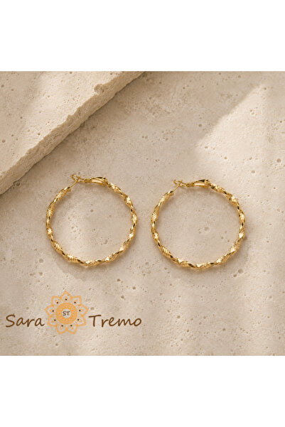SaraTremo Elodie Earrings – twisted round earrings, triple 14K gold plated, 4...