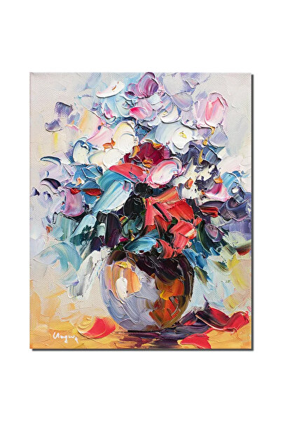 artnova Ръчно рисувана стилизирана картина на цветя, Икебана, 50x40см, маслен...