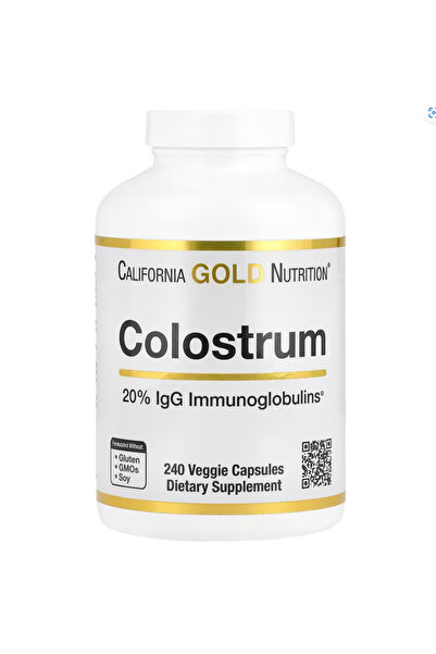 California Gold Nutrition Colostrum with 20% IgG Immunoglobulin.ss, 240 Veggi...
