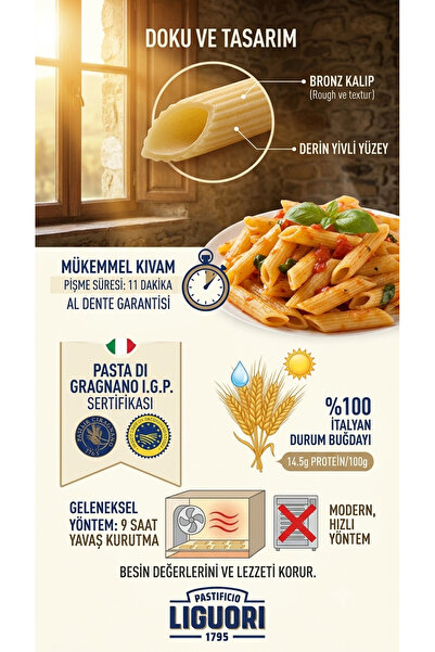 LIGUORI Penne Rigate İtalyan Makarna 500 Gr