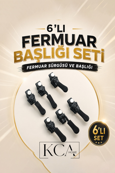KCA HOME 3’lü Fermuar Başlığı Seti, Fermuar Sürgüsü ve Başlığı, Dikiş Gerekti...