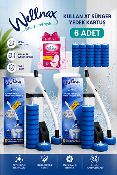 Wellnax breeze refresh 2 Pieces Toilet Cleaning Set + 60 Pieces Disposable To...