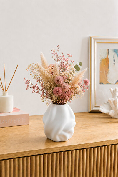 KHAKMA Decorative Wavy Vase – Modern Decorative Handmade Vase |   Pampas, Dri...