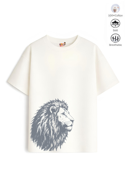 Belya Kids Wear Boy's Oversize Fit Belya Kids Lion Design B11 Cotton T-Shirt