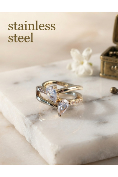 stainless steell Brass gold color zircon stone drop earrings