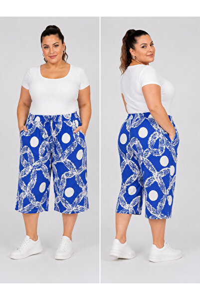 Trendline Women's Plus Size Printed Colorful Capri Shorts