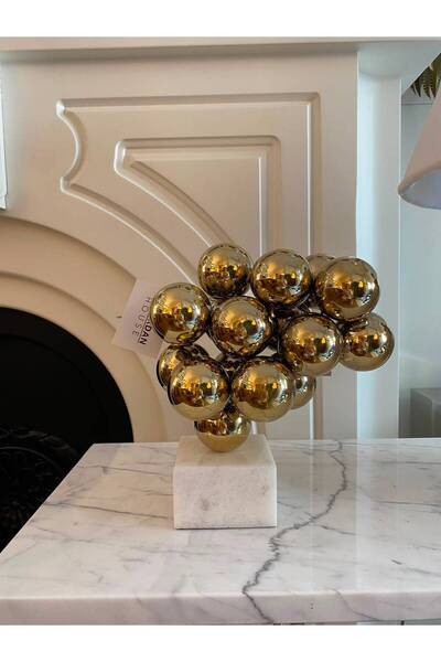 Dekordan House İthal Mermer Kaideli Gold Dekor Obje