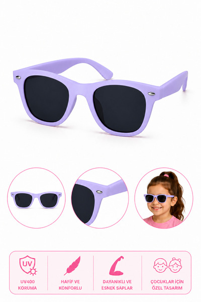 synshop Purple Color Uv400 Protection Girls Sunglasses Round Model Lightweigh...