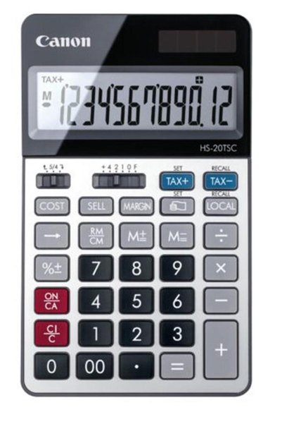 Universal Canon hs-20 tsc 12-digit metal case desktop calculator