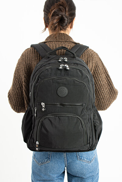 Sanmorris Unisex Suya Dayanıklı Krinkıl Kumaş Çok Gözlü Orta Boy Laptop Okul ...
