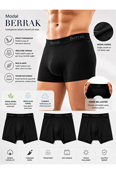 Bilal Çınar Tekstil 3-Pack Men's Boxers Anti-Sweat Thin Summer Breathable Mod...