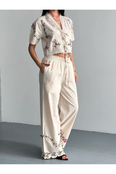 ZTO Women's Etami̇n Embroidered Detail Pants and Blazer Set