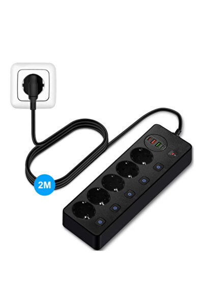 Simply Joy Prelungitor inteligent 9 în 1 Simply Joy, 3000W, 5 prize AC, 2 por...